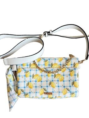 NWT BCBGeneration Lemon & Plaid Double Compartment Crossbody Bag with Scarf 🍋